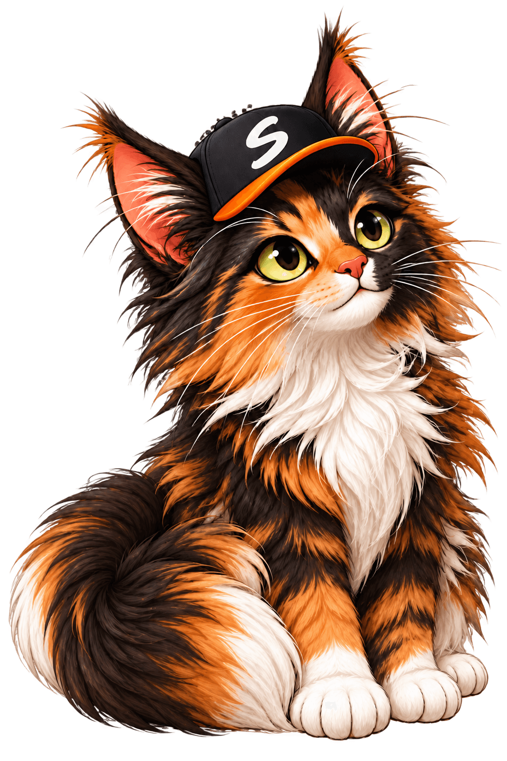 Sally, uma gata de boné, sempre por perto para ajudar a oficina.